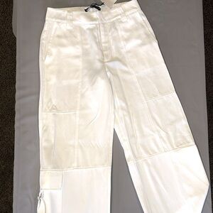 Zara White Cargo Satin Pants
